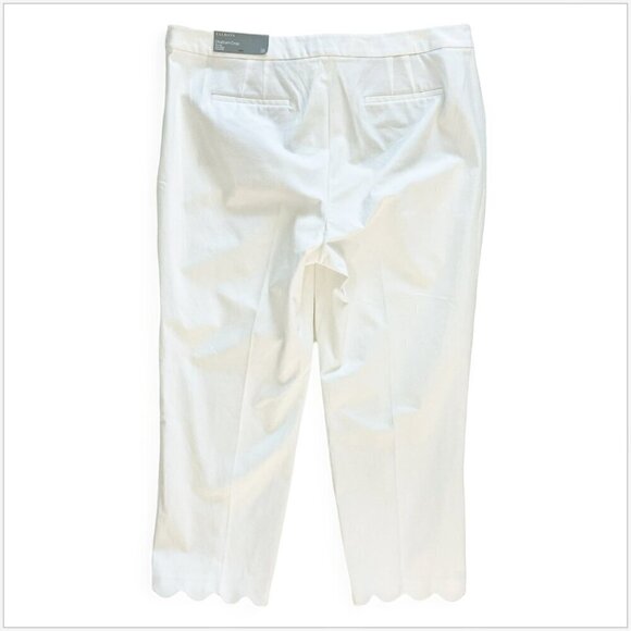 Talbots Chatham Crop Scalloped White Pants Summer Spring Stretch NWT NEW 16 - Picture 4 of 6